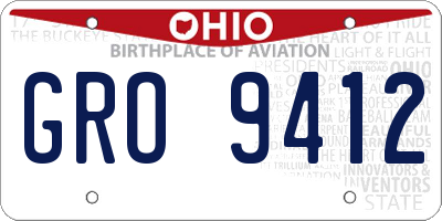 OH license plate GRO9412