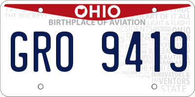 OH license plate GRO9419
