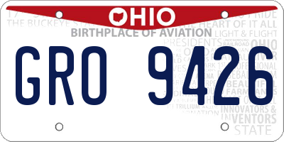 OH license plate GRO9426