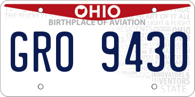 OH license plate GRO9430