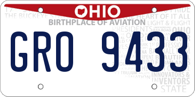 OH license plate GRO9433