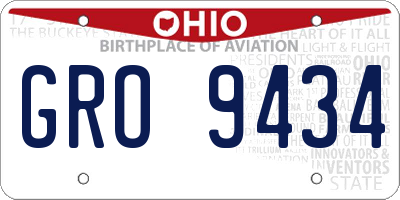 OH license plate GRO9434