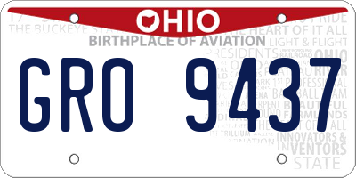 OH license plate GRO9437