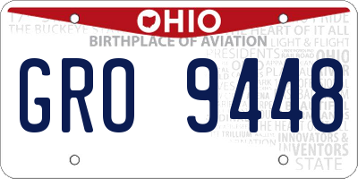 OH license plate GRO9448
