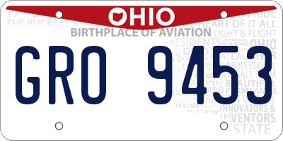 OH license plate GRO9453
