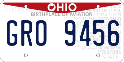 OH license plate GRO9456