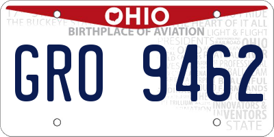 OH license plate GRO9462