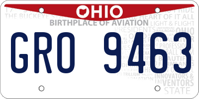 OH license plate GRO9463