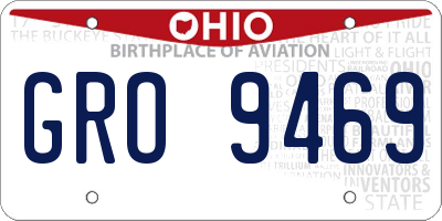 OH license plate GRO9469