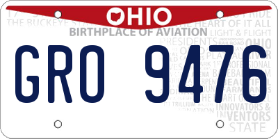 OH license plate GRO9476