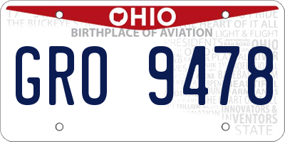 OH license plate GRO9478