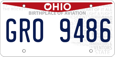 OH license plate GRO9486