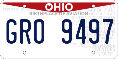 OH license plate GRO9497