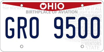 OH license plate GRO9500