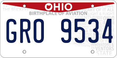 OH license plate GRO9534