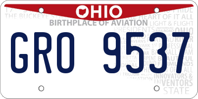 OH license plate GRO9537