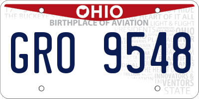 OH license plate GRO9548