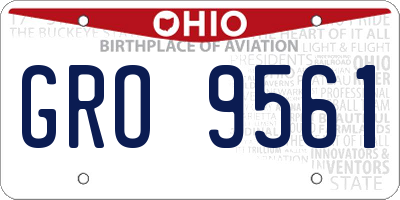 OH license plate GRO9561