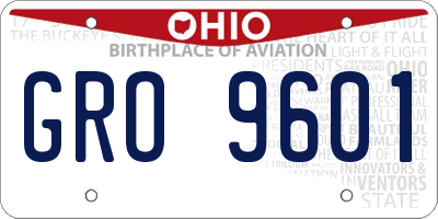OH license plate GRO9601