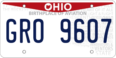 OH license plate GRO9607