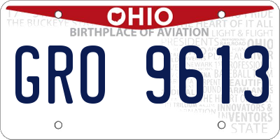 OH license plate GRO9613