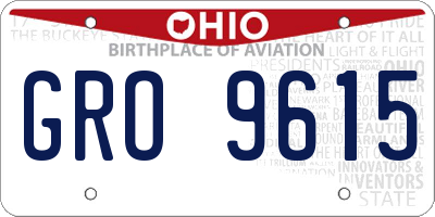 OH license plate GRO9615