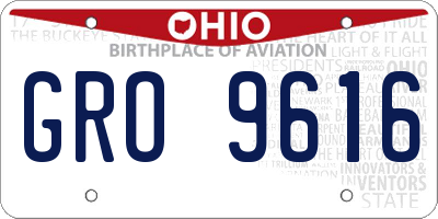 OH license plate GRO9616