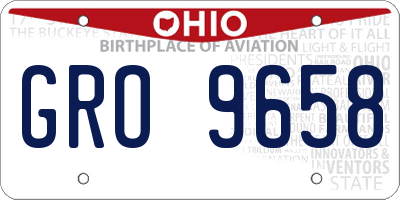 OH license plate GRO9658