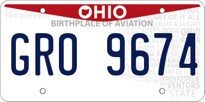 OH license plate GRO9674