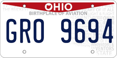 OH license plate GRO9694