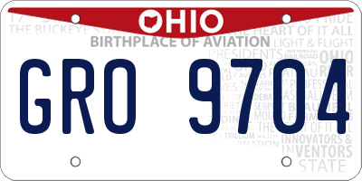 OH license plate GRO9704