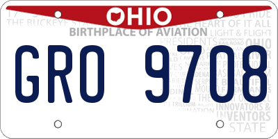 OH license plate GRO9708