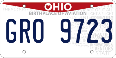 OH license plate GRO9723