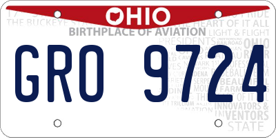 OH license plate GRO9724
