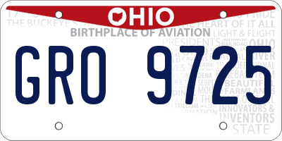 OH license plate GRO9725