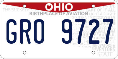 OH license plate GRO9727