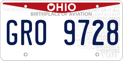 OH license plate GRO9728