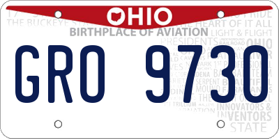 OH license plate GRO9730