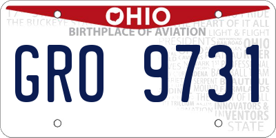 OH license plate GRO9731