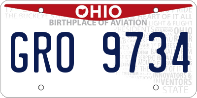 OH license plate GRO9734