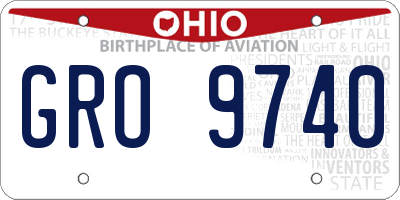 OH license plate GRO9740