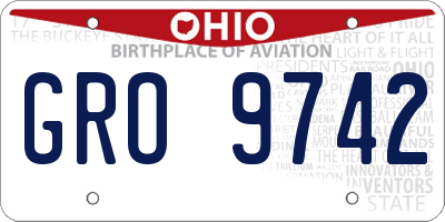 OH license plate GRO9742