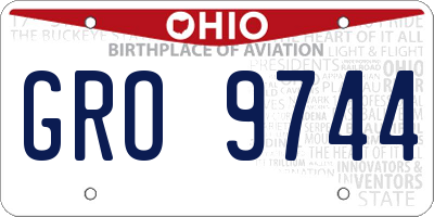 OH license plate GRO9744