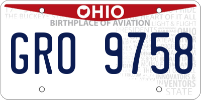 OH license plate GRO9758