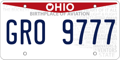 OH license plate GRO9777