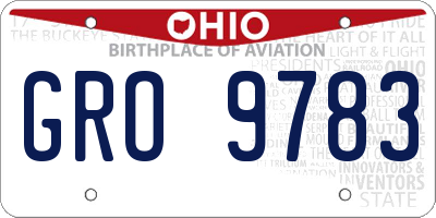 OH license plate GRO9783