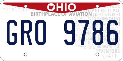 OH license plate GRO9786
