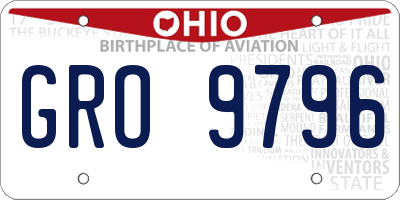 OH license plate GRO9796