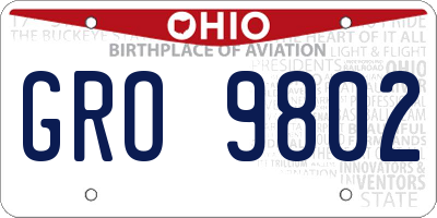 OH license plate GRO9802
