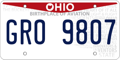 OH license plate GRO9807